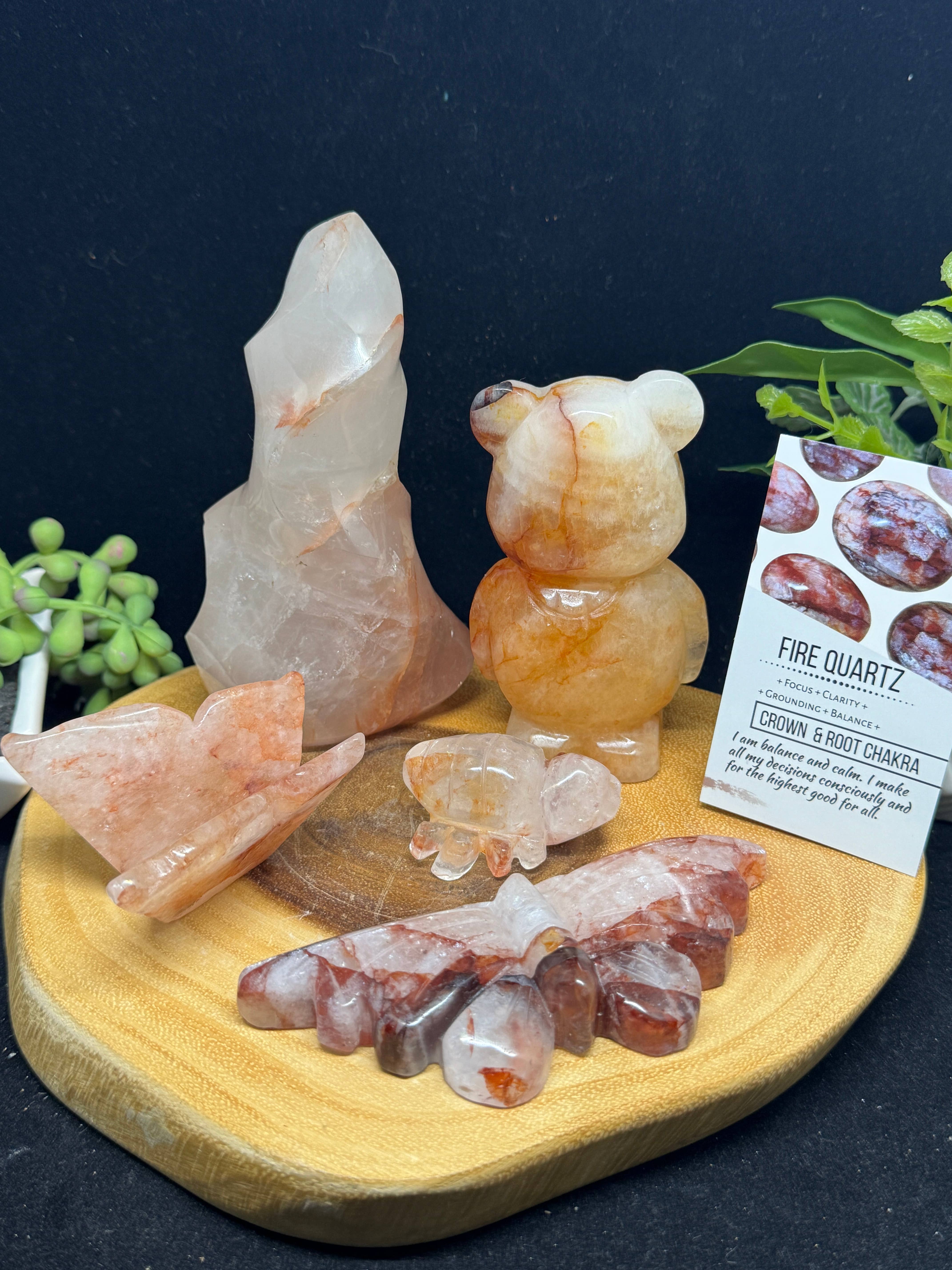 The 7 Directions - Wholesale Spiritual Stone/Crystal - 5 pc fire quartz flame bear butterfly spider F4208