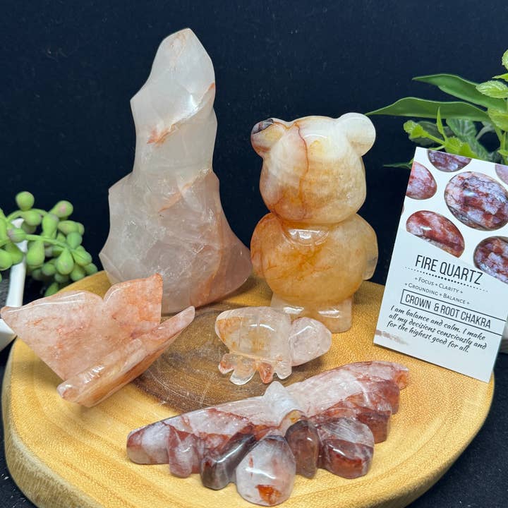 The 7 Directions - Wholesale Spiritual Stone/Crystal - 5 pc fire quartz flame bear butterfly spider F4208