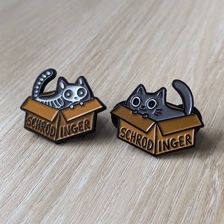 Science Cat in a Box | Enamel Badge for wholesale by Yas Petit Poulet