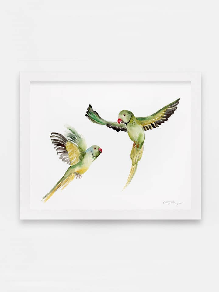 Parrot Pair Watercolor Art Print for wholesale by Easy Sunday Club