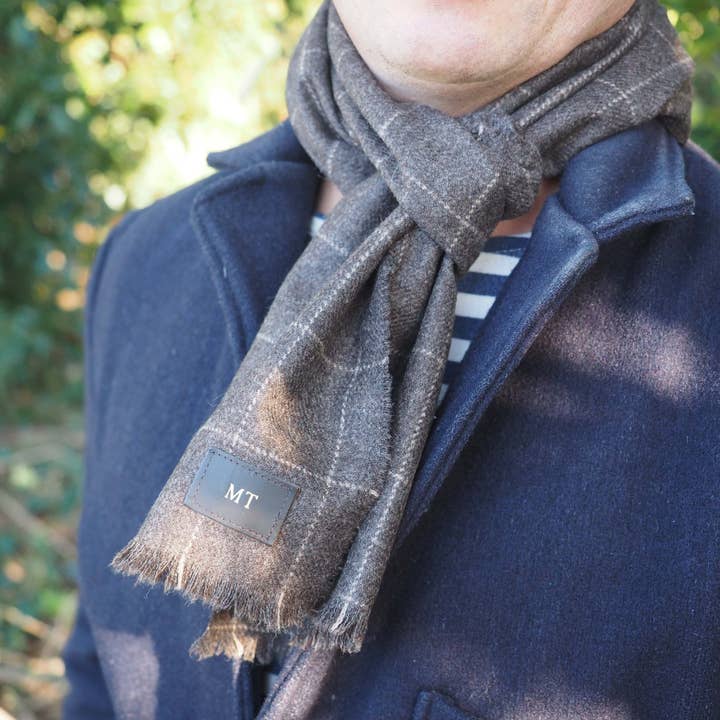 Stabo - Wholesale Scarf - Men's - Personalised Gold Initials Lambswool Scarf, Mens Gift