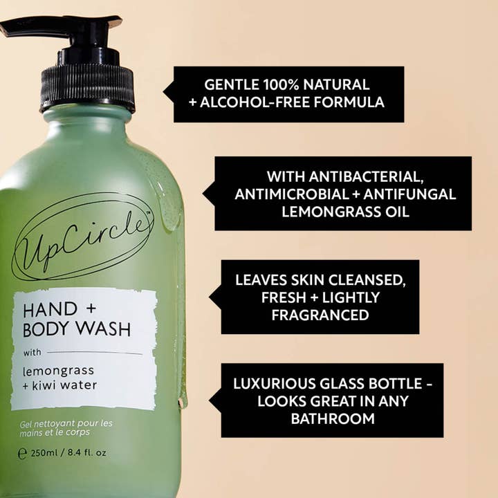 UpCircle Beauty UK - Wholesale Body Wash/Shower Gel - 100% Natural Vegan Soap - Hand + Body Wash with Kiwi Water