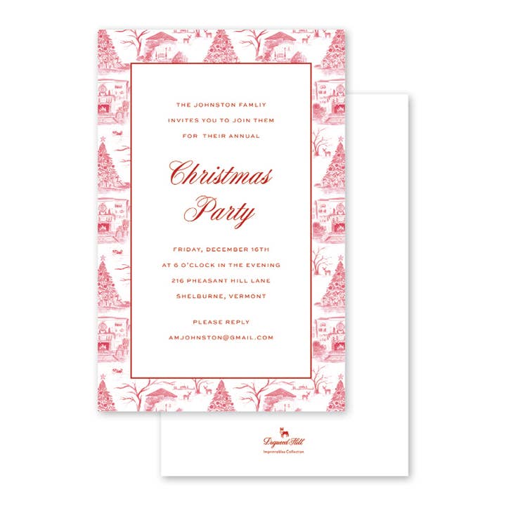 Invitation en boîte rouge à motif de Noël pour la vente par Dogwood Hill