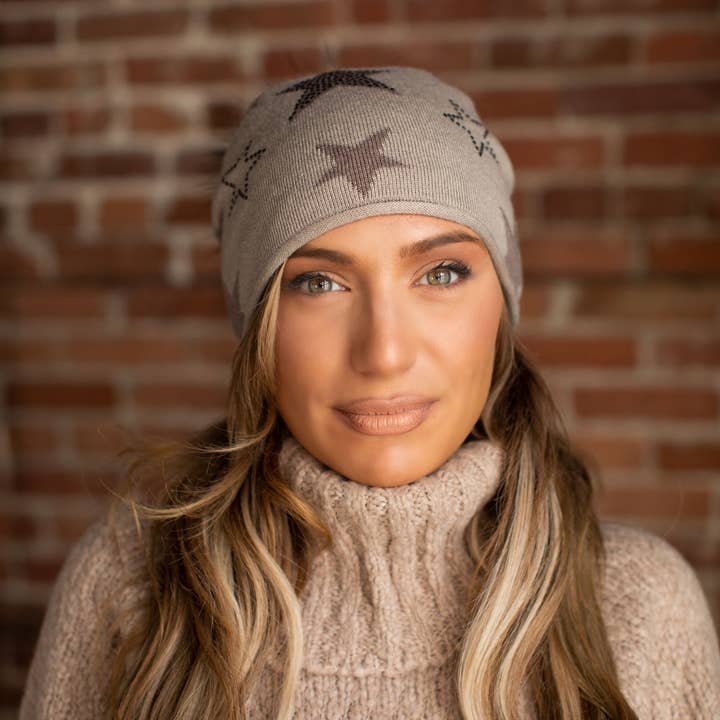 Taupe Star Daze Cashmere Slouch por atacado de Melina's Bowtique