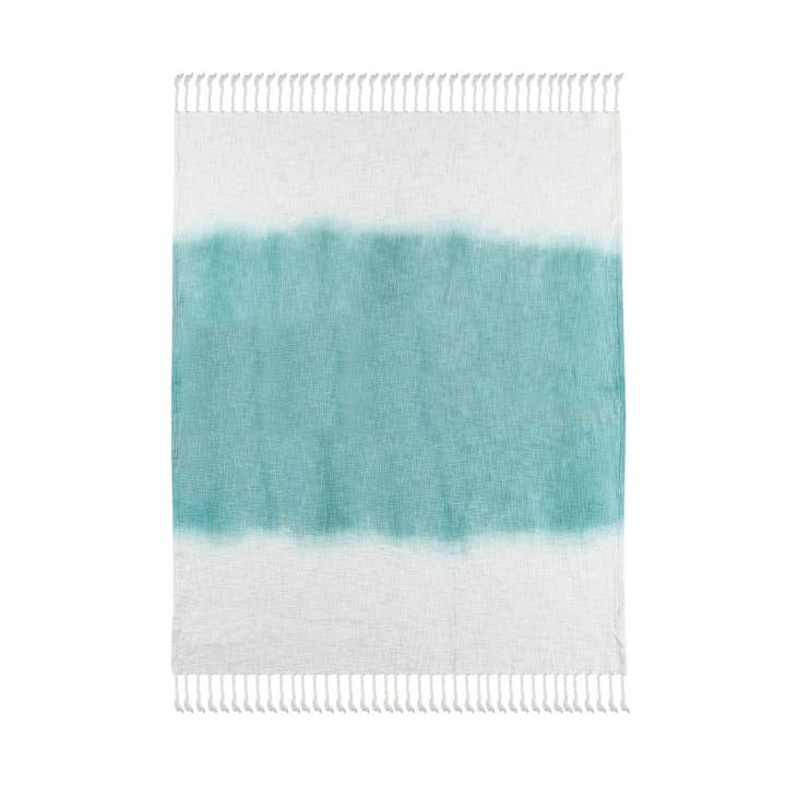 LR Home - Wholesale Throw Blanket - Hand-Dyed Color-Block Lightweight Cotton Throw With Fringe11