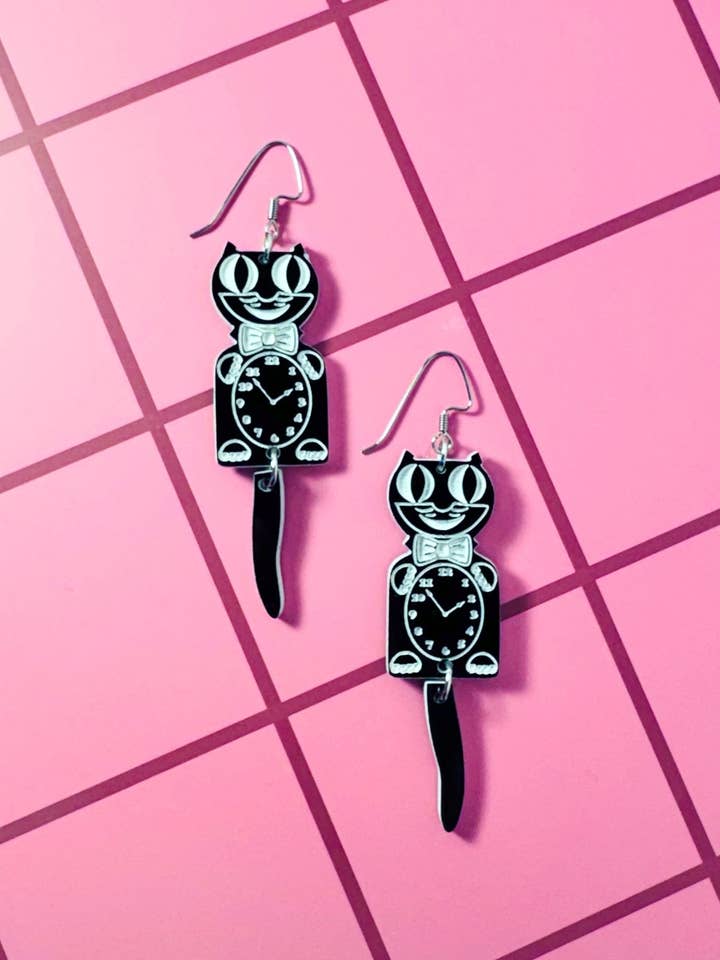 Cat Clock Earrings for wholesale by Luna B Jewelry
