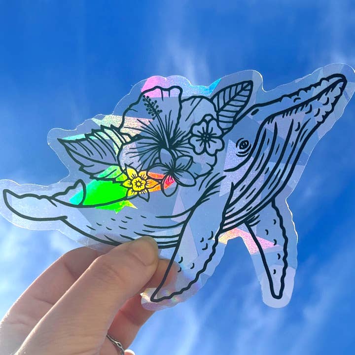Humpback Whale Suncatcher Sticker | Rainbow Window Decal for wholesale by Art by Sharell
