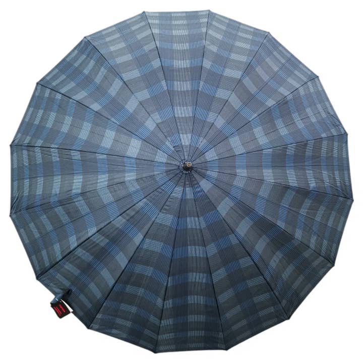 Superbia - Wholesale Umbrella - Men's - Large Auto Opening 16 ribs Checked Print Long Stick Umbrella3