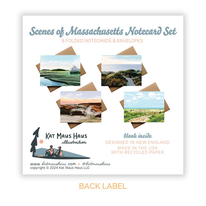 Kat Maus Haus Illustration - Wholesale Stationery/Notecard Set - Scenes of Massachusetts Notecard Set1