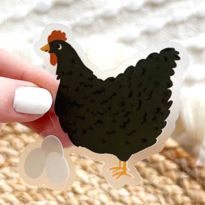 Clear Hen Sticker 2.75x2.75in for wholesale by Elyse Breanne Design