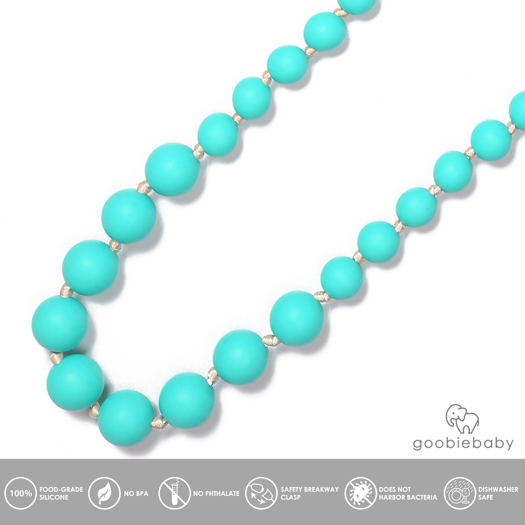 Goobie Baby – wholesale Tandsprickningshalsband - Baby – Audrey Tänder Halsband - Turkos3