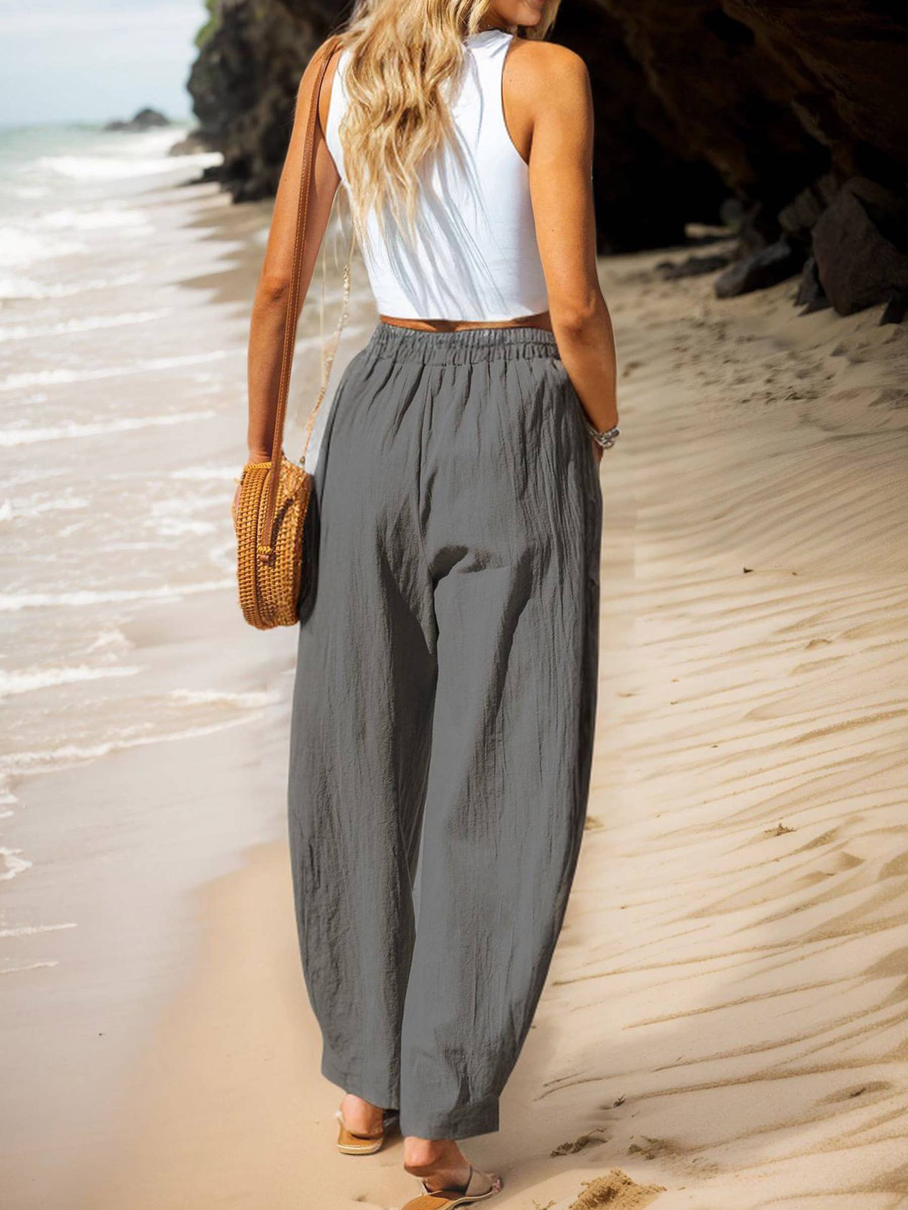 Wholesalesir - Wholesale Pants - Women's - Solid Color Casual Cargo Pants6