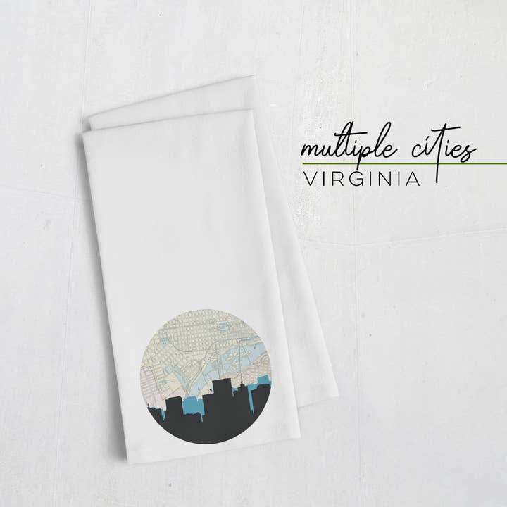 Virginia city skyline viskestykke | Flere byer for engroshandel hos Paperfinch Design