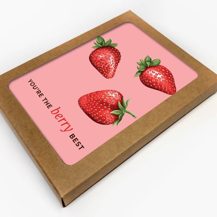 Conjunto de 10 cartas de agradecimento You're the Berry Best Pun por atacado de RachIllustrate
