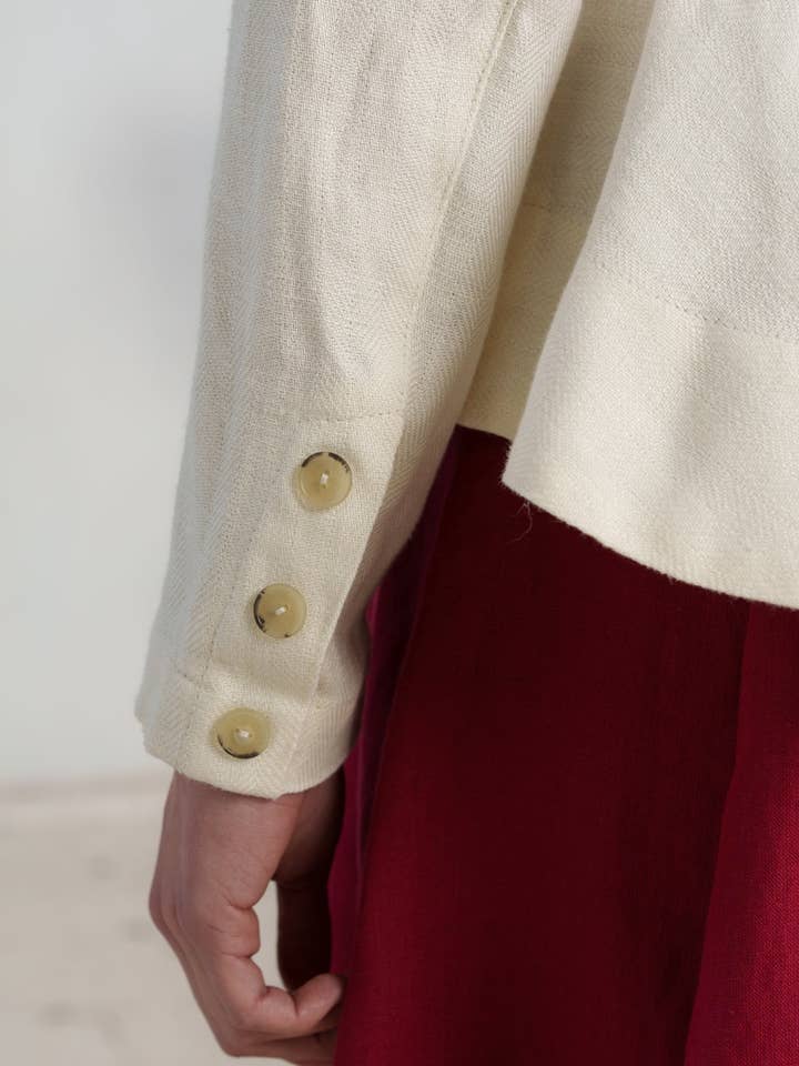 Peplum Jacket, Twill Linen, Milky Herringbone for wholesale on Faire4