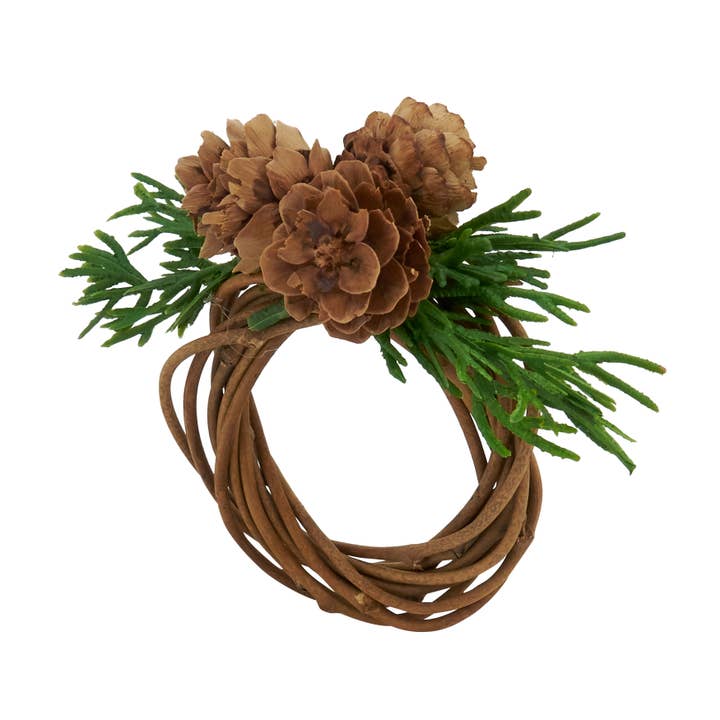 Brown Rustic Charm Pine Cone Napkin Ring for wholesale on Faire