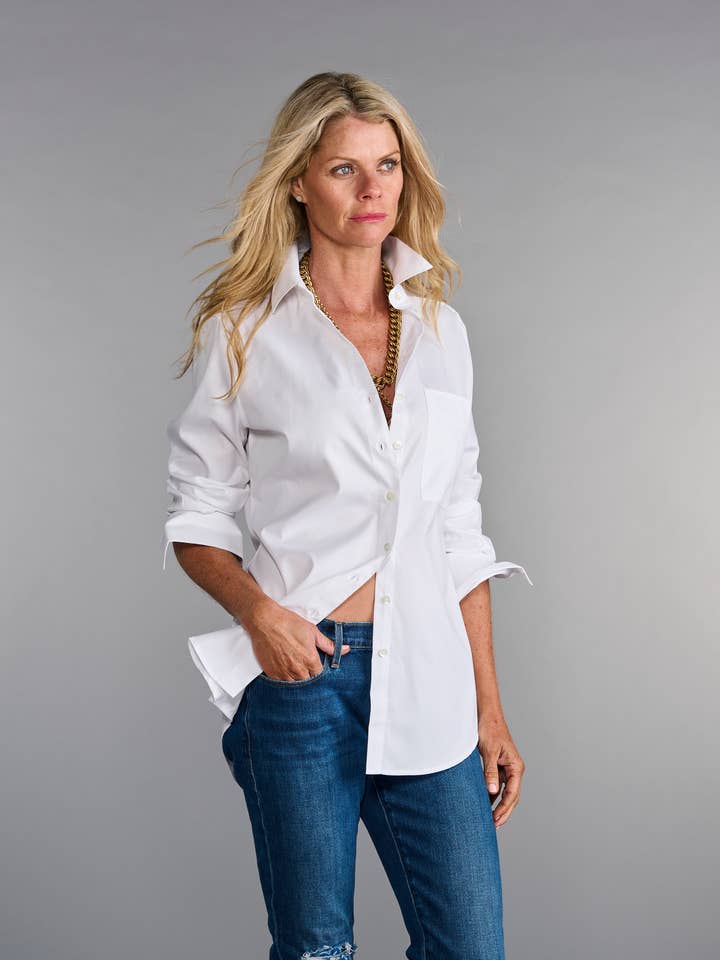 The Mod Shirt in Crisp White Pinpoint for wholesale by Claridge + King