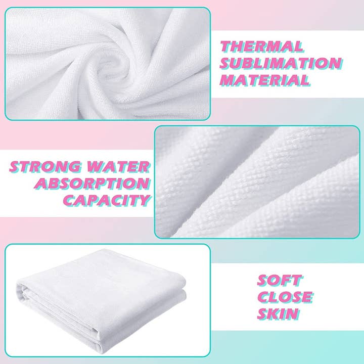 BloomAngel - Vendita all'ingrosso Telo mare - Asciugamano bianco a sublimazione in cotone 100% premium, 30x60 pollici3
