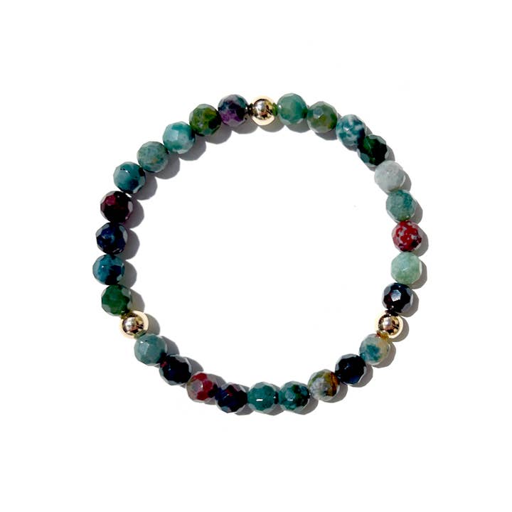 Kaylie Dawn Jewelry - Wholesale Beaded Bracelet - Green India Agate Handmade Stretchy Bracelet Gold Filled0