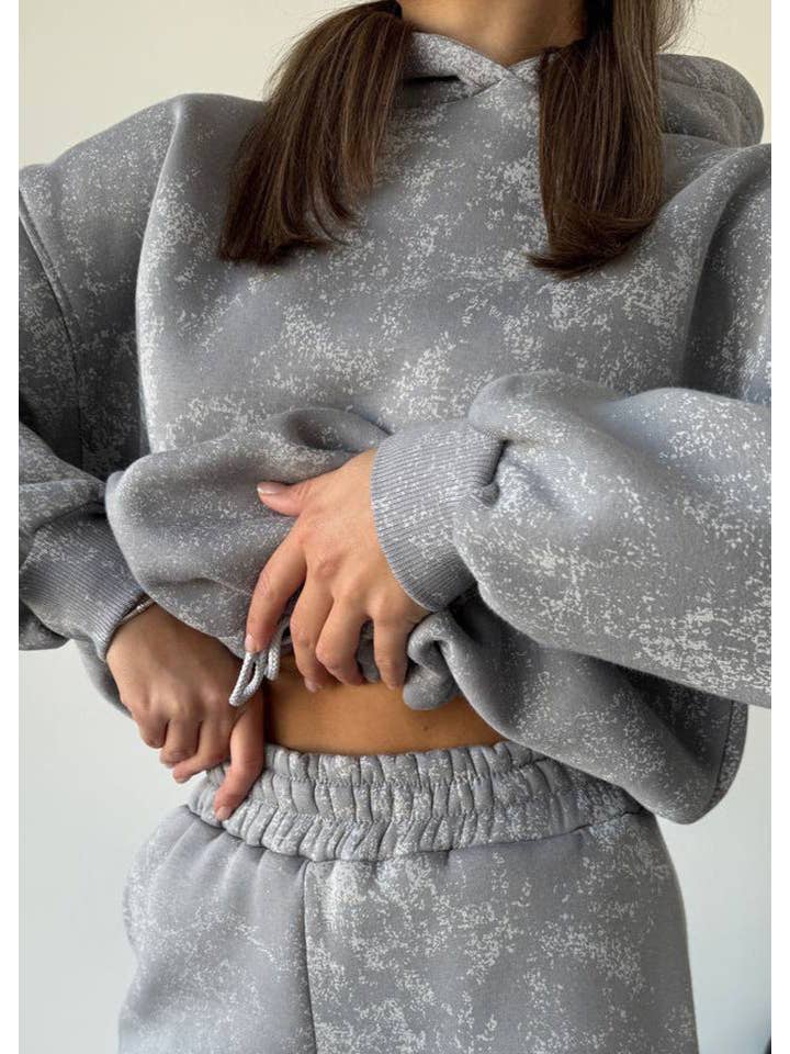 Gray Luna - Metallic Wash Oversized Hoodie & Jogger Set for wholesale on Faire