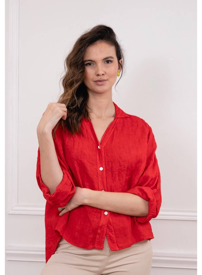 LINEN & COTTON HOUSE - Vente Chemise à col boutonné – femme - CHEMISE EN LIN. 48902 NINA56