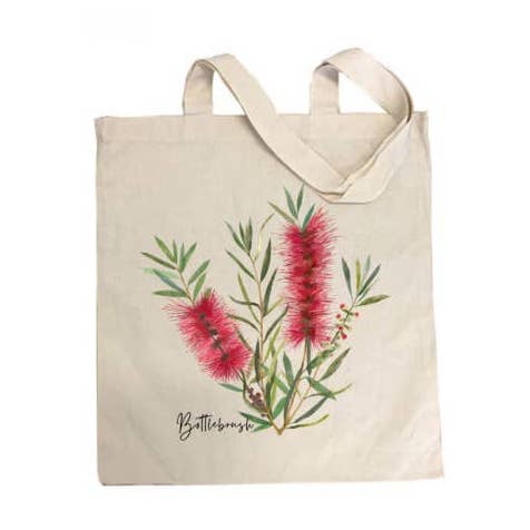 AGCB1000: Red: Bottlebrush Cotton Tote Bag for wholesale by Australiana Gifts Co
