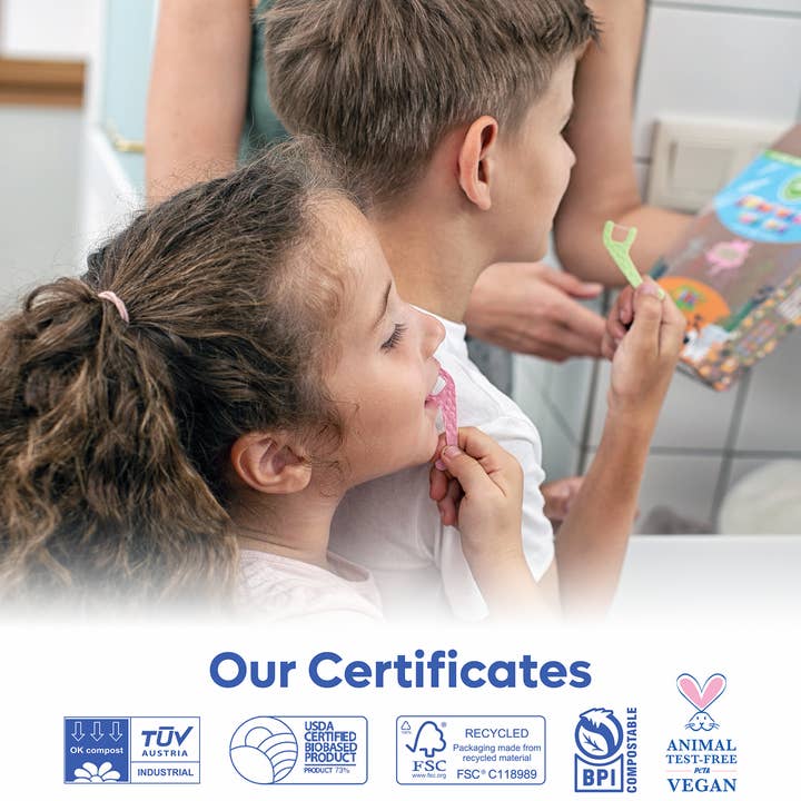 SmartLifEco – Großhandel Zahnseide – Biologisch abbaubare Zahnseide für Kinder | geschmacksneutral | PFA-frei