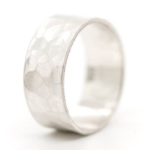Hammered Silver Band Ring for wholesale by MorphiArtForge