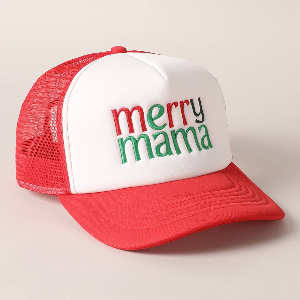 Fashion City - Wholesale Trucker Hat - Women's - Merry Mama Embroidery Mesh Back Trucker Hat6