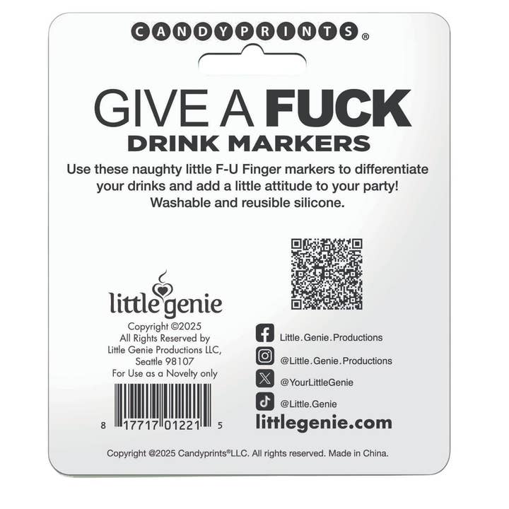 Little Genie Productions - Wholesale Wine/Cocktail Glass Markers - FU Finger Cocktail Markers2