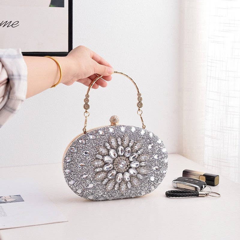 Plush Looks - Venta al por mayor Bolso de mano - Mujer - Clutch de Noche Girasol con Incrustaciones de Diamantes a la Moda6