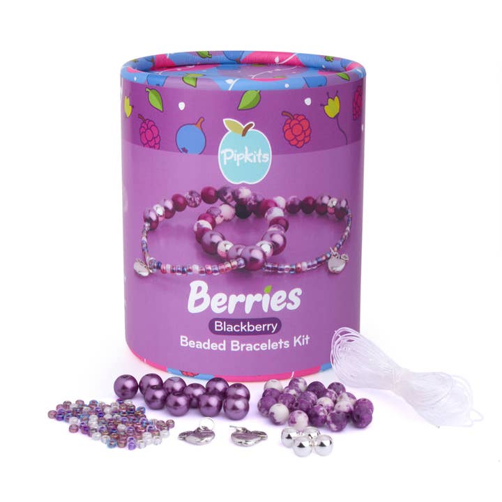Pipkits – Großhandel Schmuck zum Selbermachen – Kinder – Pipkits Beaded Bracelet Kit „Berries“ Brombeere (für 2 Armbänder)
