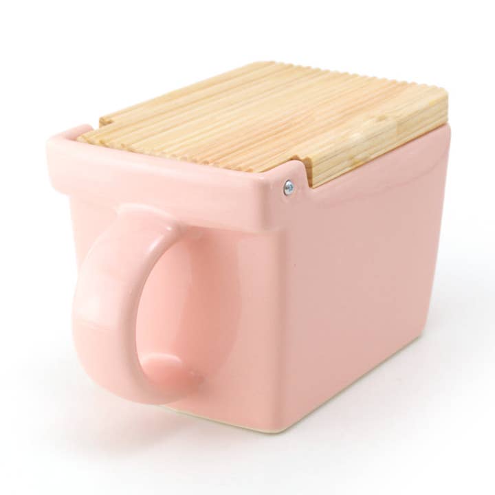 ZERO JAPAN USA - Wholesale Salt & Pepper Shaker Set - Bee House Ceramic Salt Box With Wooden Lid - Pink