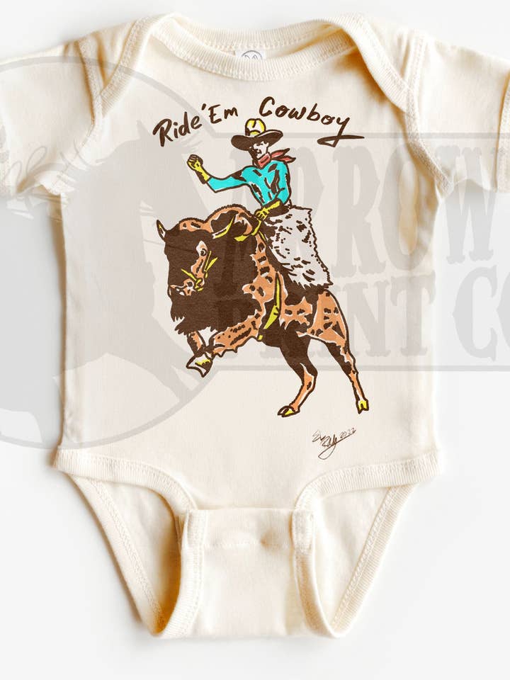 Ride 'Em Cowboy S/S Onesie or Tee for wholesale by Arrow F Apparel