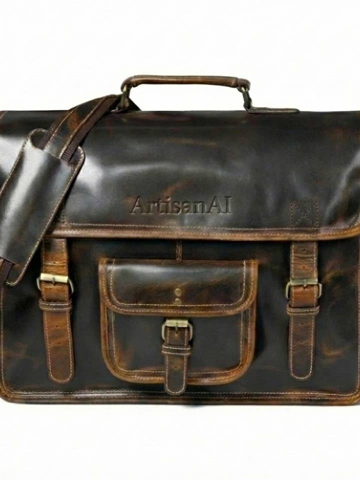 Old School Leather Satchel Messenger Bag for wholesale by Ganges Grain Inc