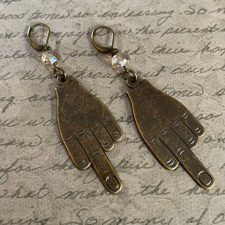 Middle Finger Earrings for wholesale by Savannah Hoffman Designs Artisian Jewelry