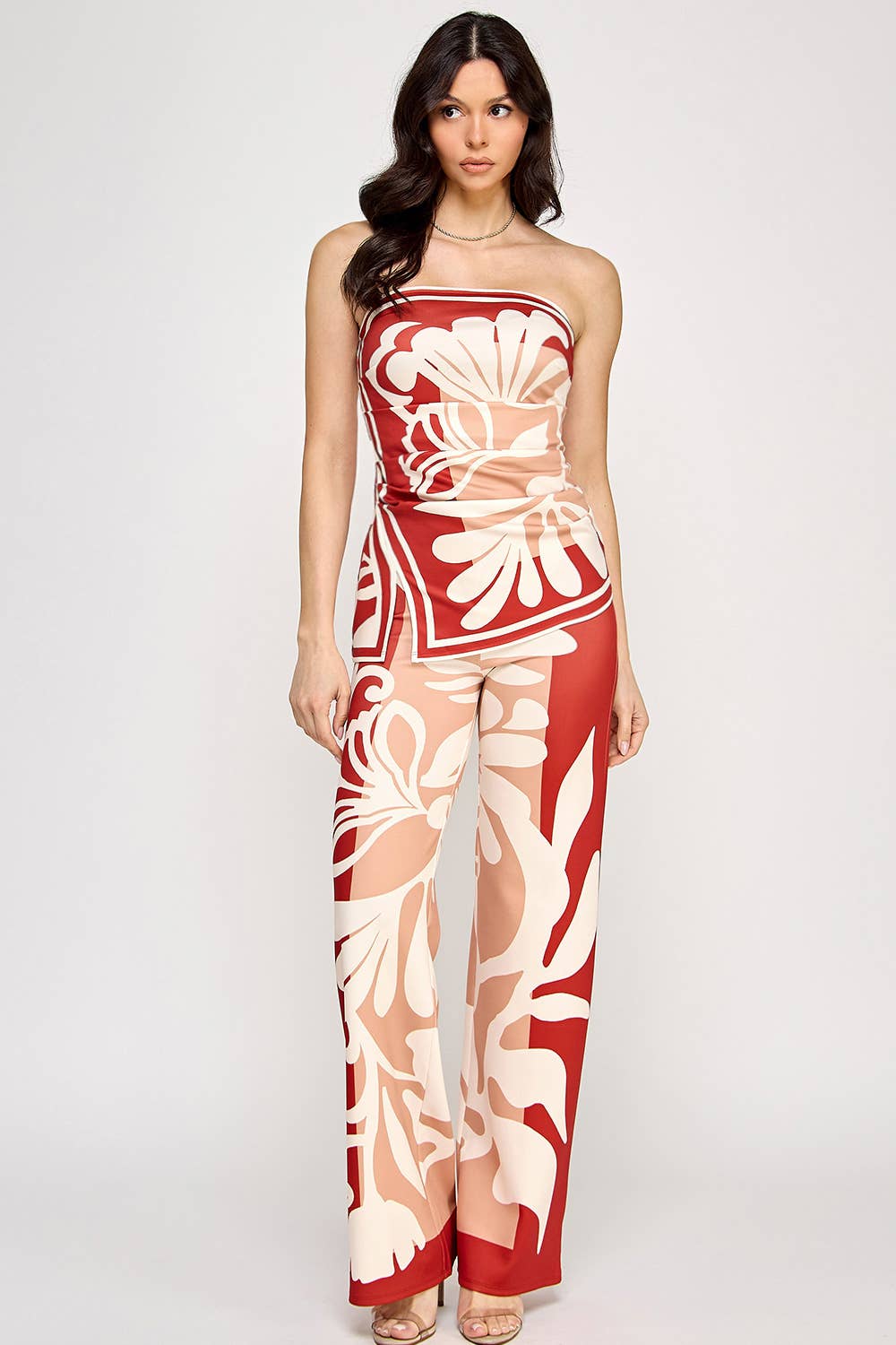 Her Bottari - Wholesale Top & Pant Set (NOT Loungewear) - Women's - BT6183-SET_Elastic Strapless Tube Top & Pants Set5