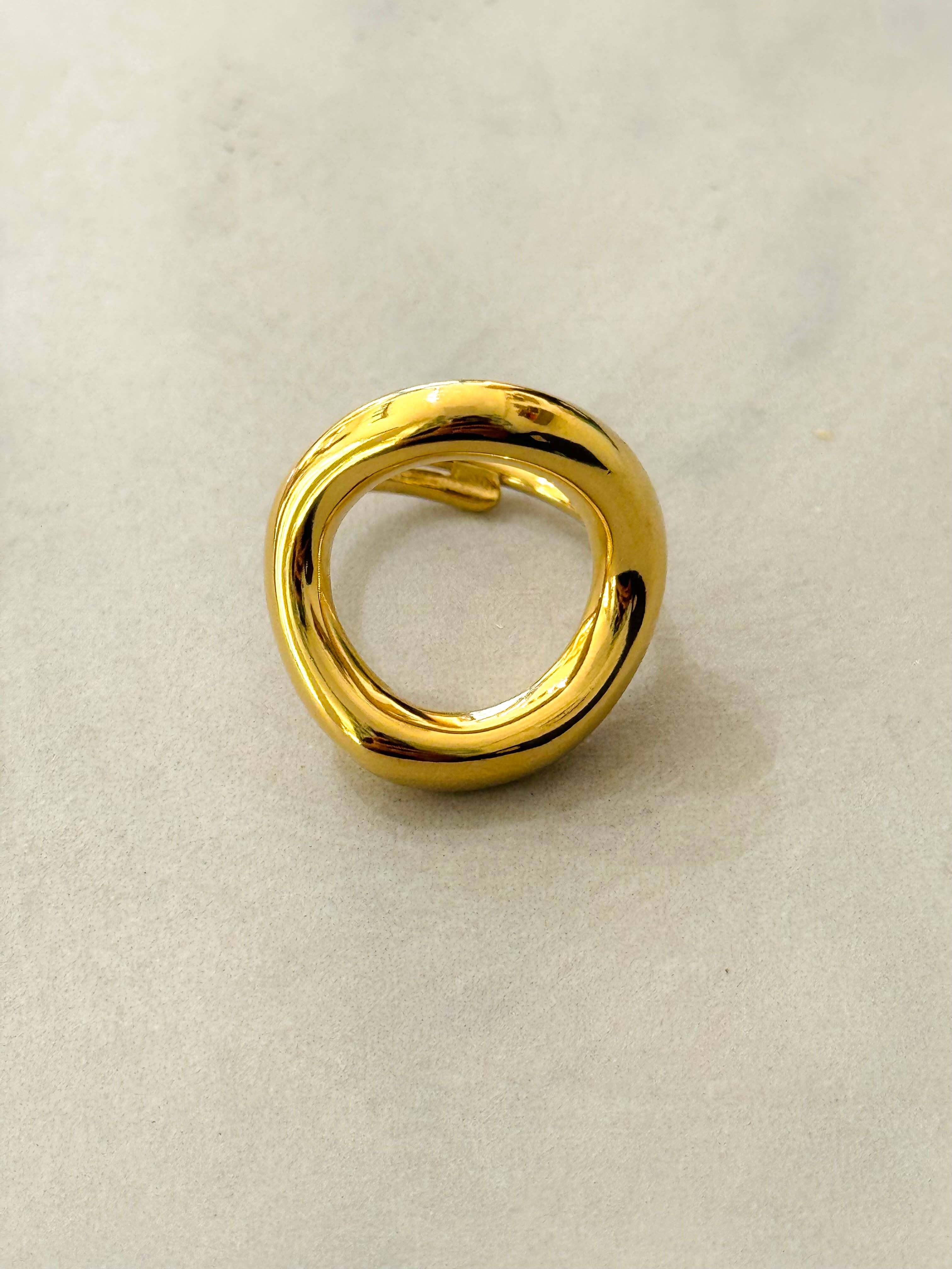 Cassette Barcelona - Vente Anneau/bague à empiler - Bague ajustable Big Gap en acier inoxydable plaqué or 14 carats2