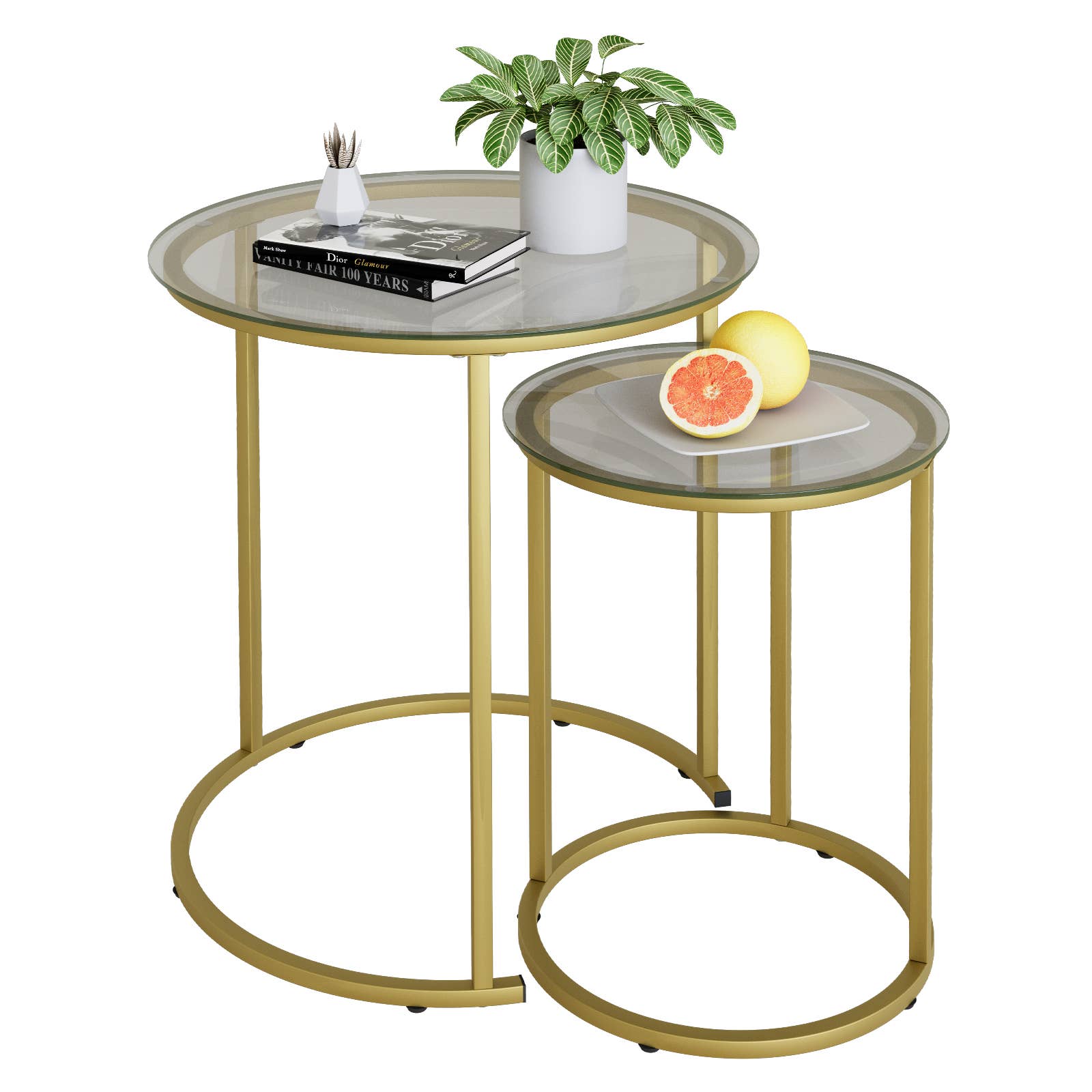 Three Star IM/EX Inc. - Wholesale Side Table - 24X19 & 19X13 NESTED METAL/GLASS SIDE TABLES1