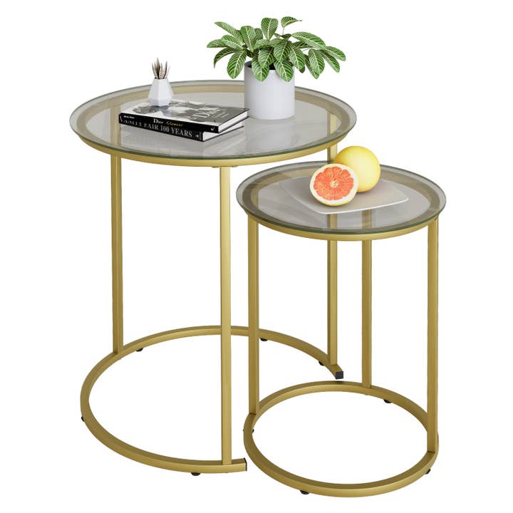 Three Star IM/EX Inc. - Wholesale Side Table - 24X19 & 19X13 NESTED METAL/GLASS SIDE TABLES1