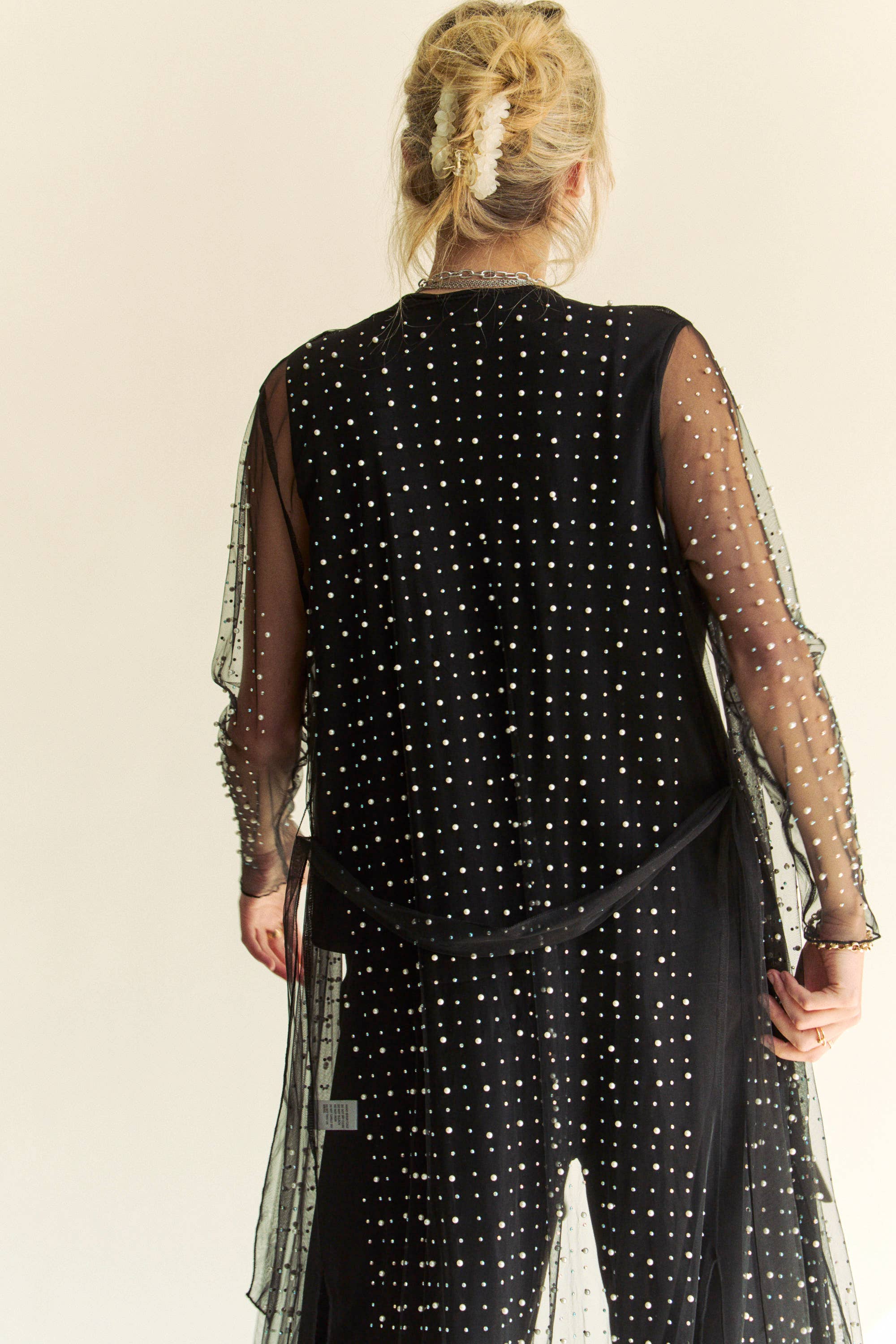 Davi & Dani – Großhandel Strickjacke – Damen – PLUS-Strickjacke mit Mesh, Perlen, Strass und offenem Vorderteil zum Binden19