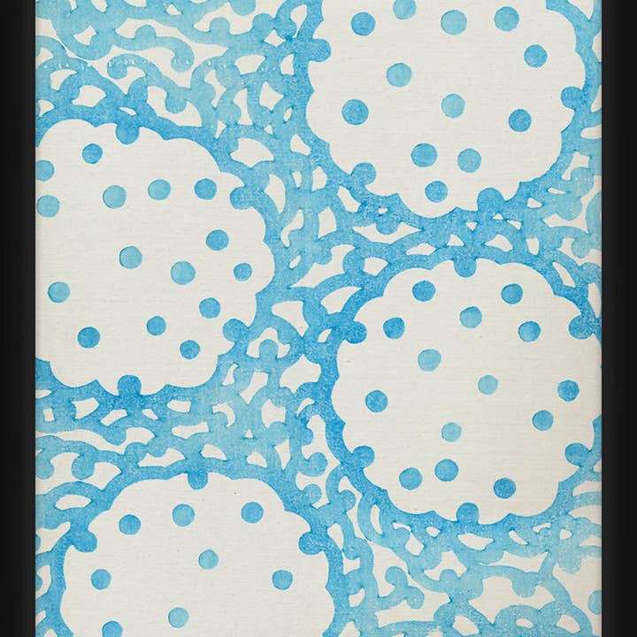 Décoration murale encadrée à pois bleus 20" x 45,7 cm pour la vente par PTM Images