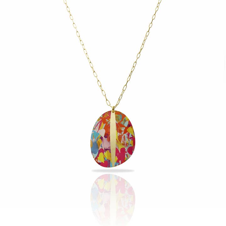 RAS - Wholesale Pendant/Charm Necklace - Botánico Gold Plated Long Pendant