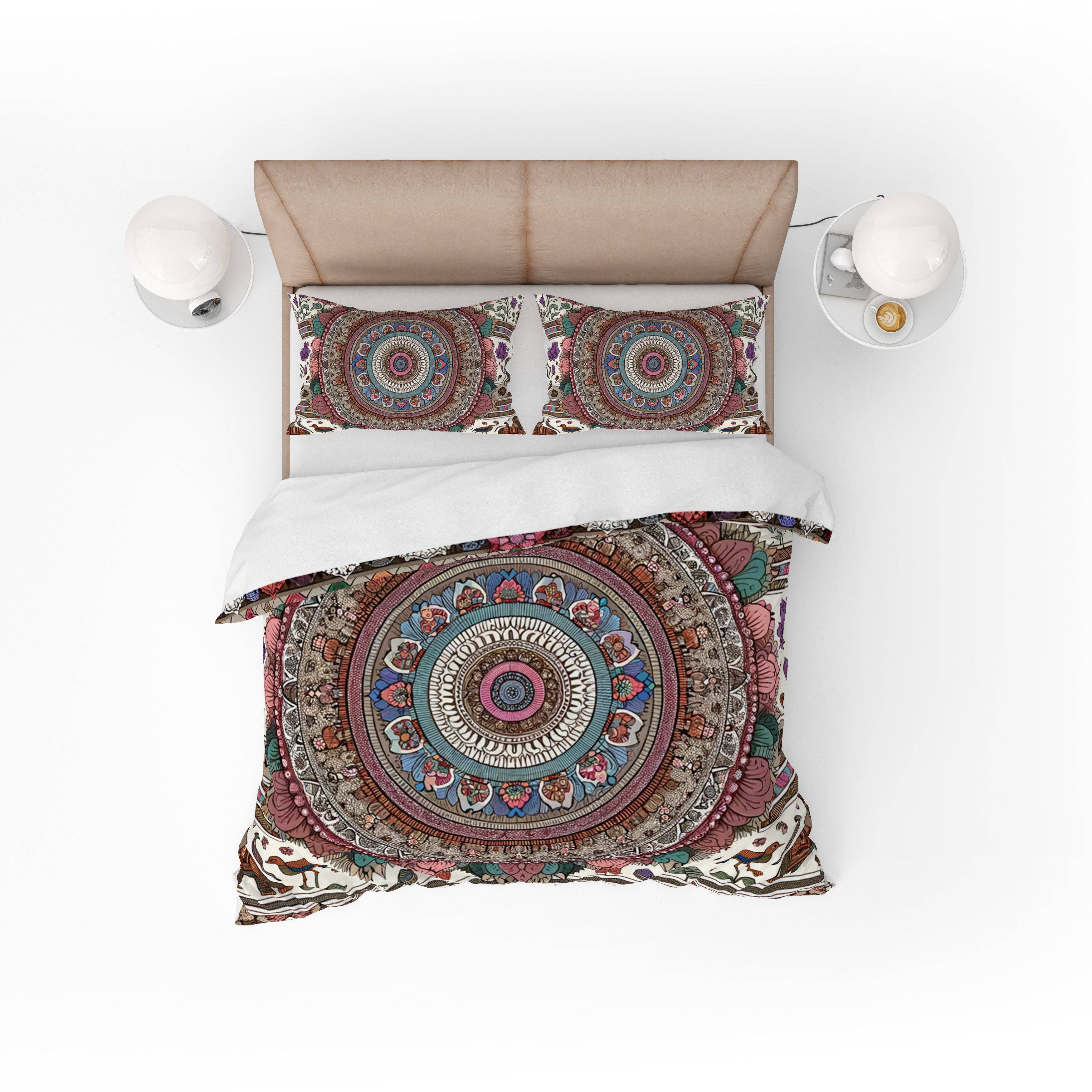 Adore India – wholesale Bedding set – MultiColour Elephant Mandala Reversible Quilt Cover Duvet Cover Set0