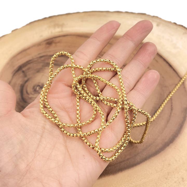 Beads Creation - Wholesale Link & Chain Necklace - Square Box Link Chain by Foot, Unfinished Box Chain, CH2571