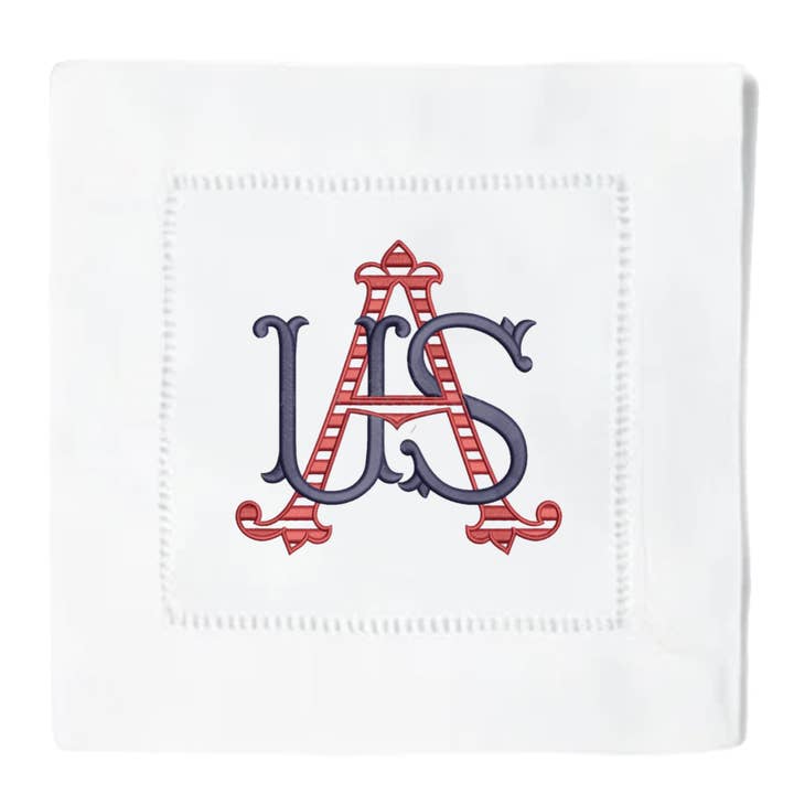 USA Monogram Cocktailservietter for engroshandel hos Blythe Embroidery Co.