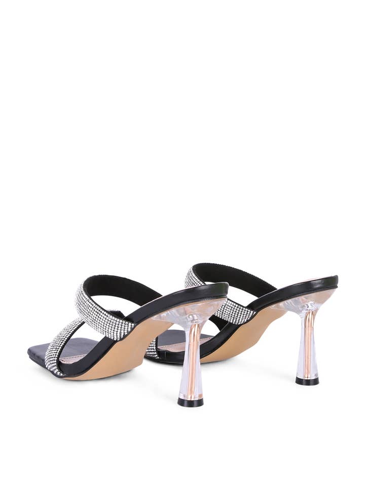 Rag Company - Wholesale High Heels - Women's - DOLLS DIAMANTE MID HEEL SLIDE SANDALS1