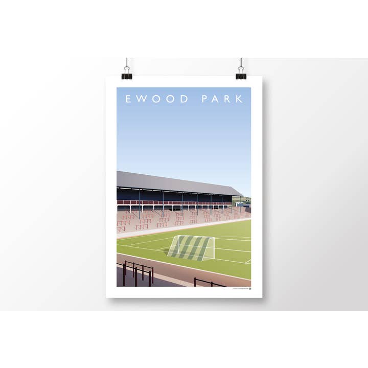 Blackburn Ewood Park - Poster della Tribuna Riverside per la vendita all'ingrosso da parte di Matthew J I Wood Design & Illustration