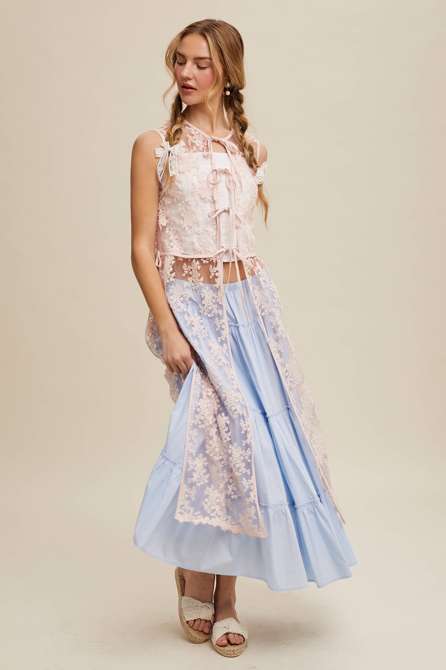 Listicle - Wholesale Outerwear Vest - Women's - Sheer Floral Embroidered Lace Vest4