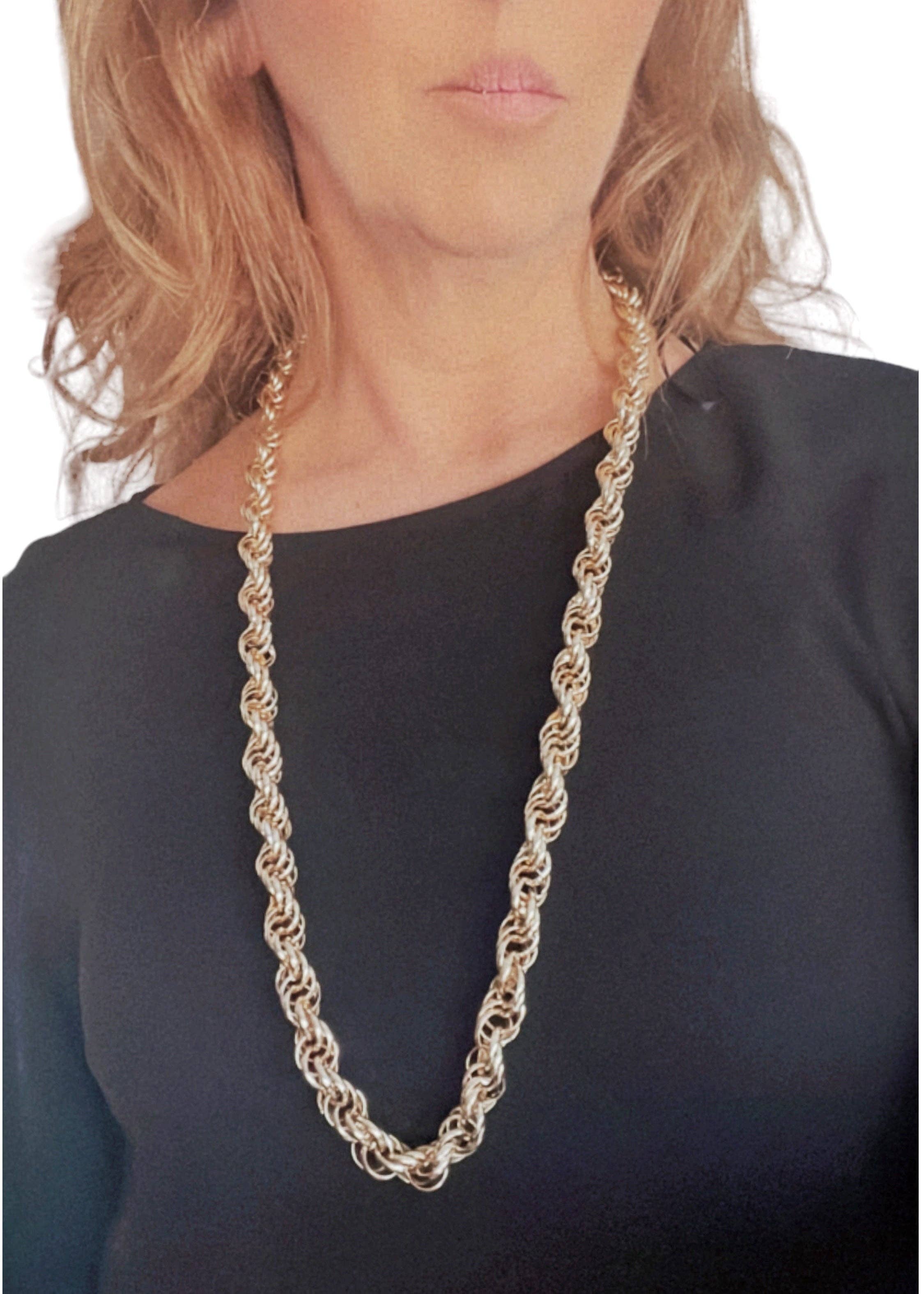 Gloria Mago - Wholesale Link & Chain Necklace - Multi-position necklace at 80cm in gold aluminum chain muktilinks4